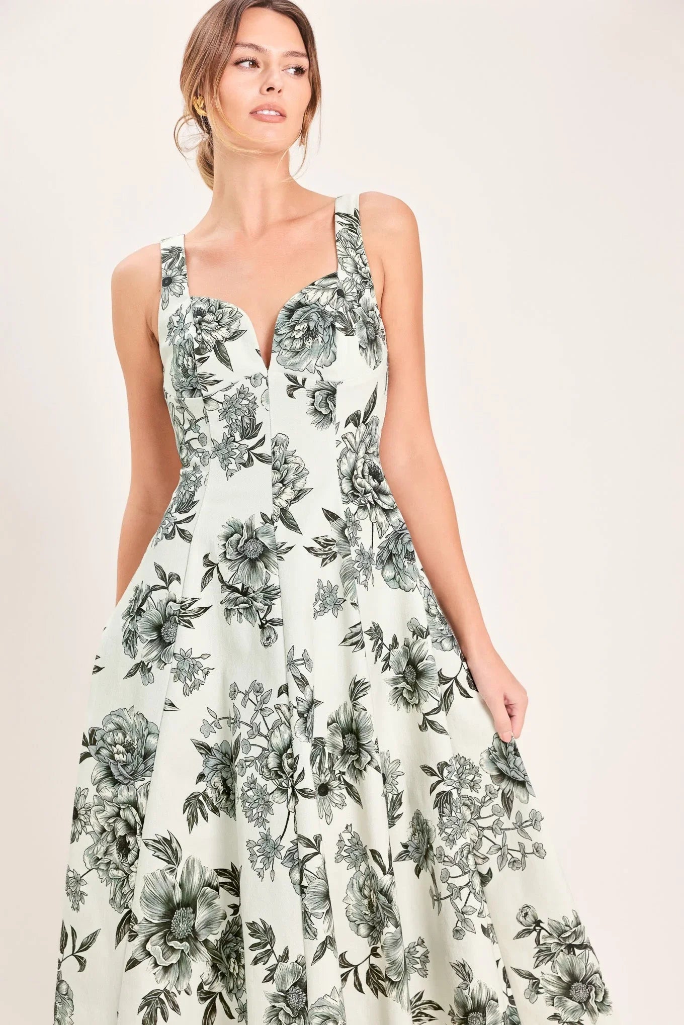 FOREVER YOUNG BLACK FLORAL MIDI DRESS