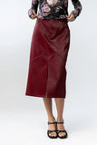 Walter Vegan Leather Midi Skirt in Wine