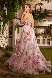 A1035 Portrait of a Rose Printed Organza Gown Andrea Leo Couture
