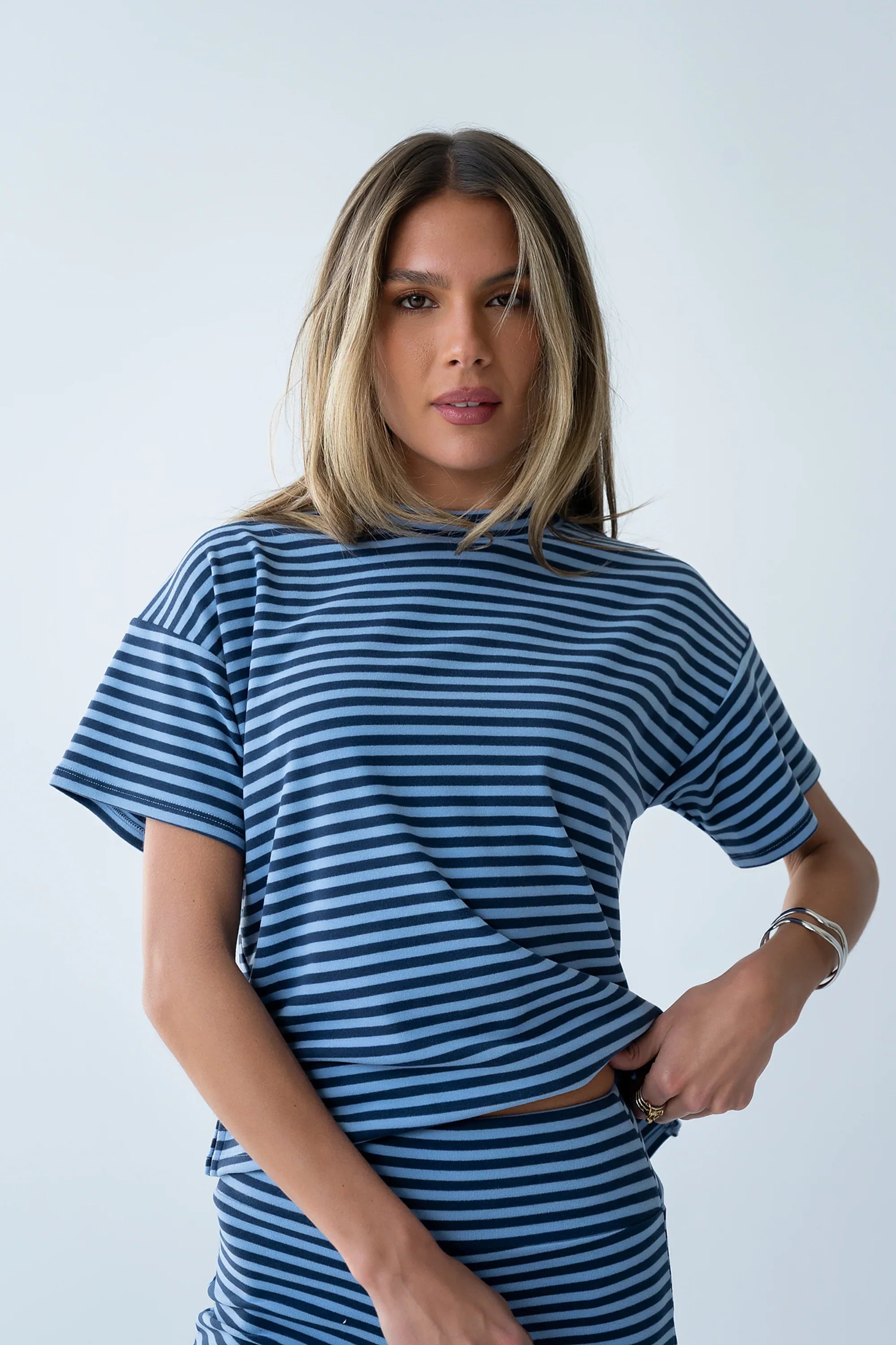 Jannet Striped Top in Navy