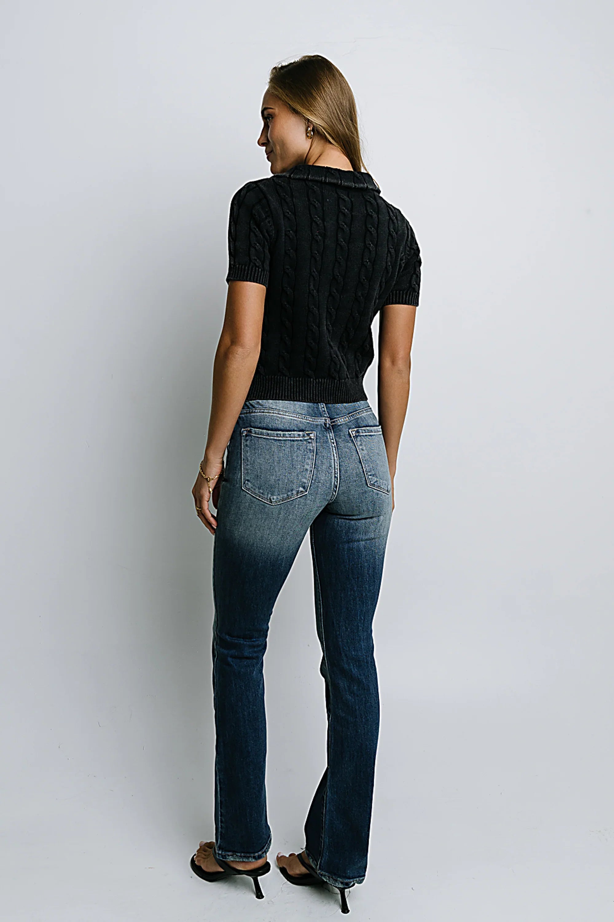 Halle Cable Knit Top in Navy