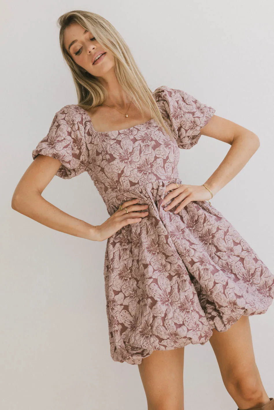 Aisling Bubble Mini Dress in Mauve FINAL SALE