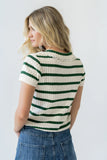Tess Striped Collared Top in Green
