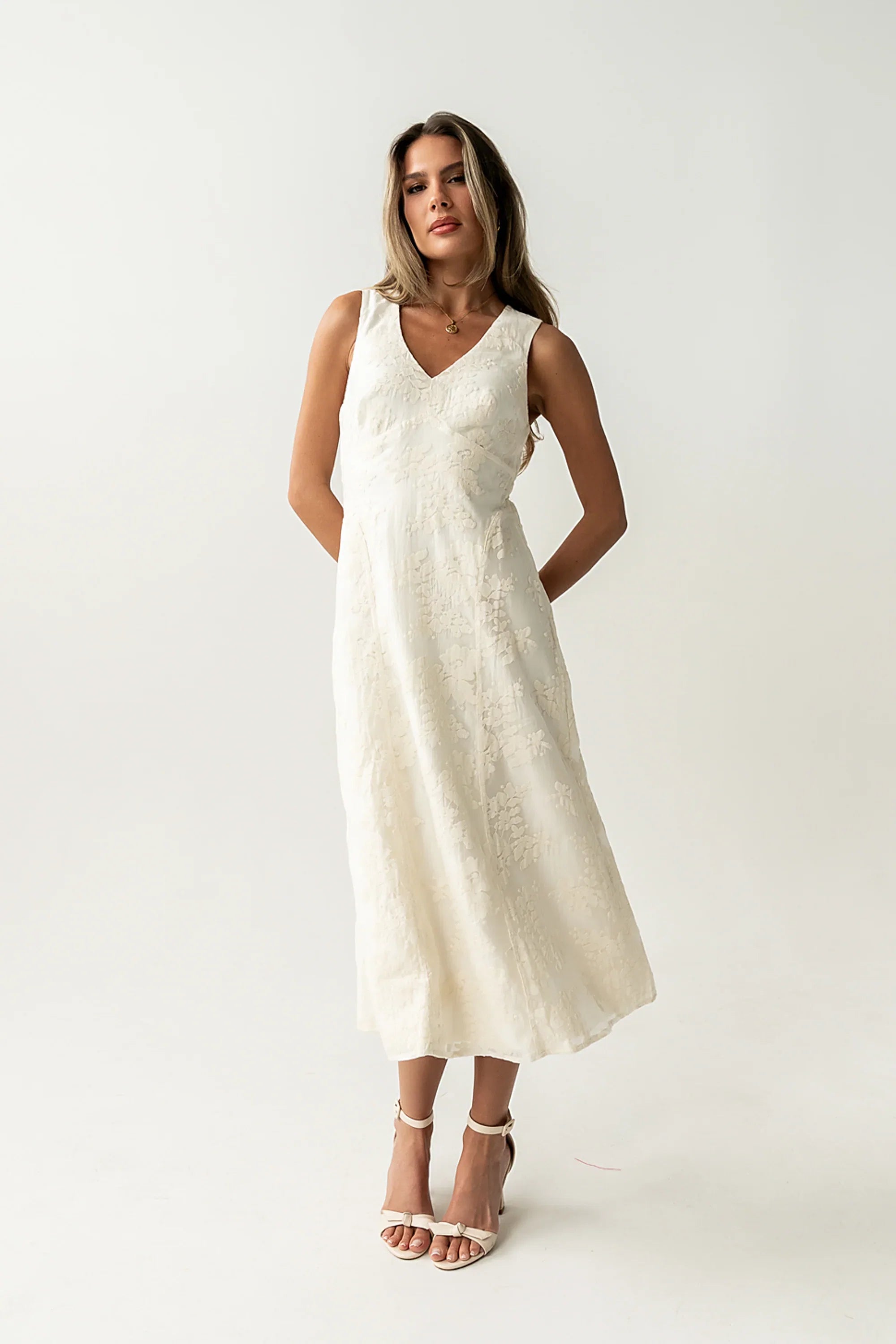 Ariel Embroidered Midi Dress