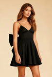 Cute A Line Spaghetti Straps Little Black Dress with Bow