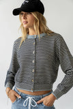 Josy Button Front Cardigan in Dusty Blue