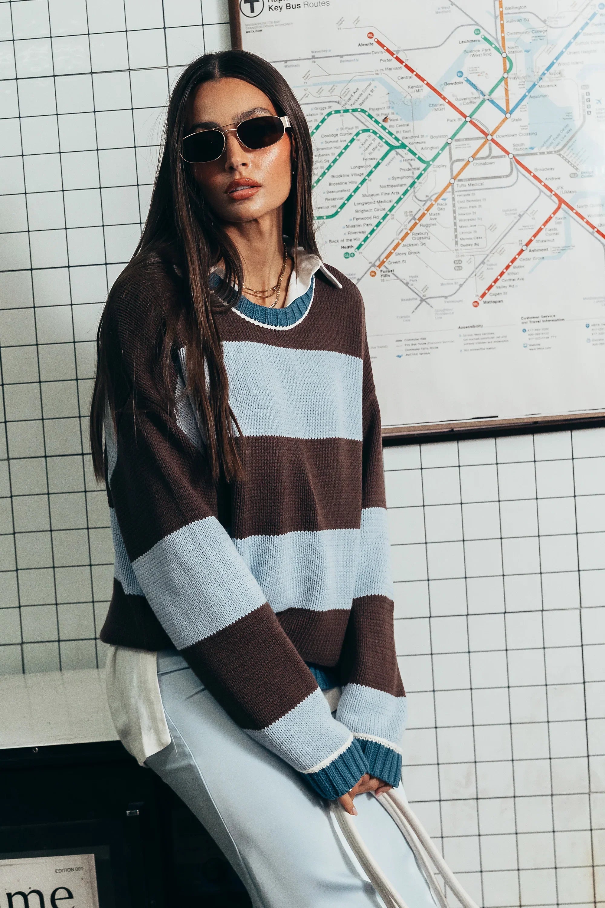 Jaysha Striped Knit Sweater