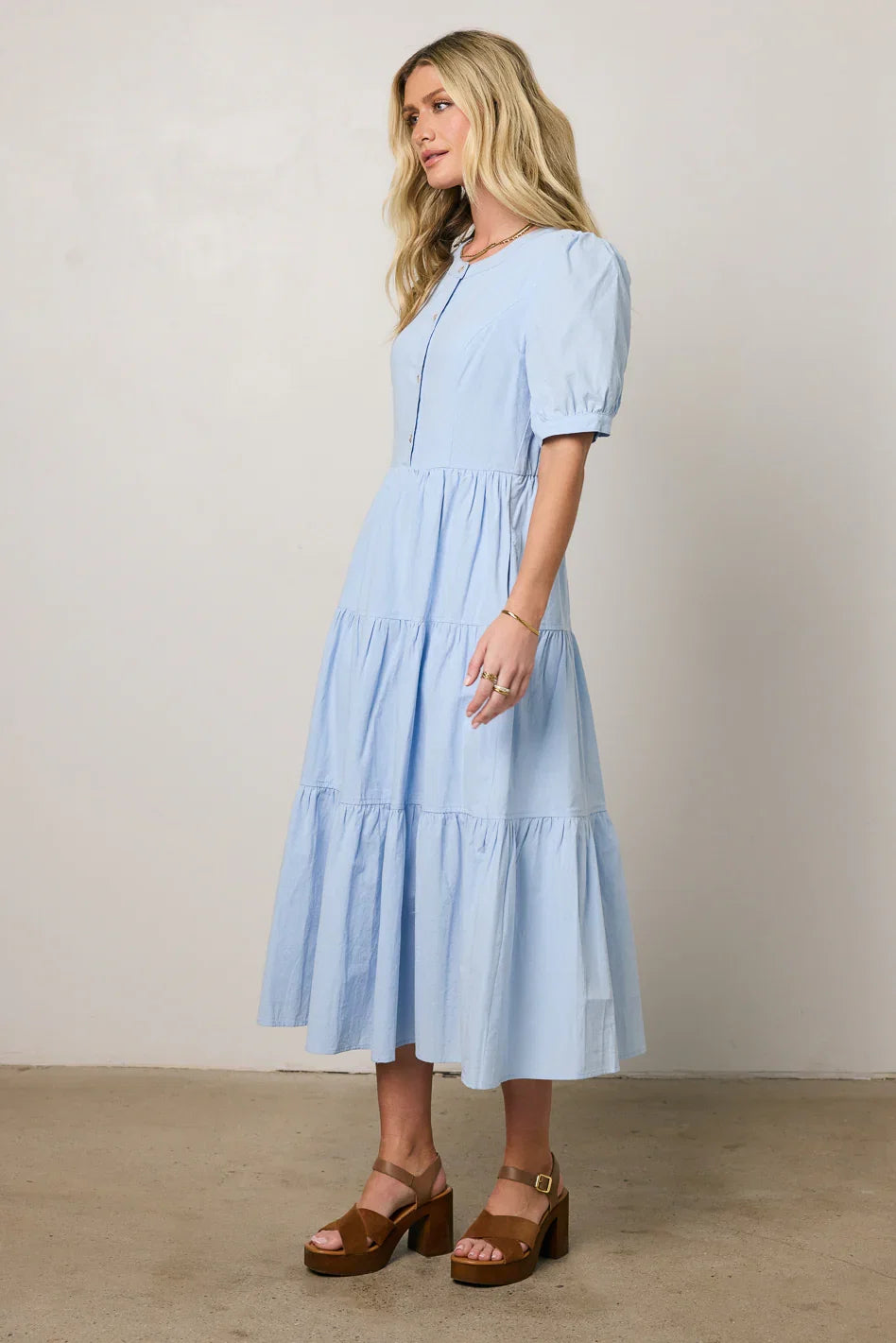 Finey Button Front Maxi Dress in Blue FINAL SALE