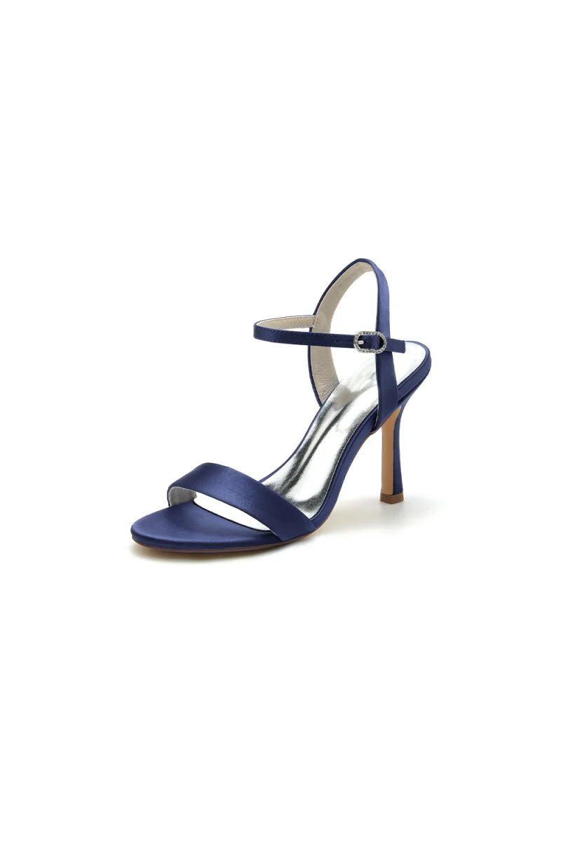 Open Toe Ankle Strap Satin Party Shoes