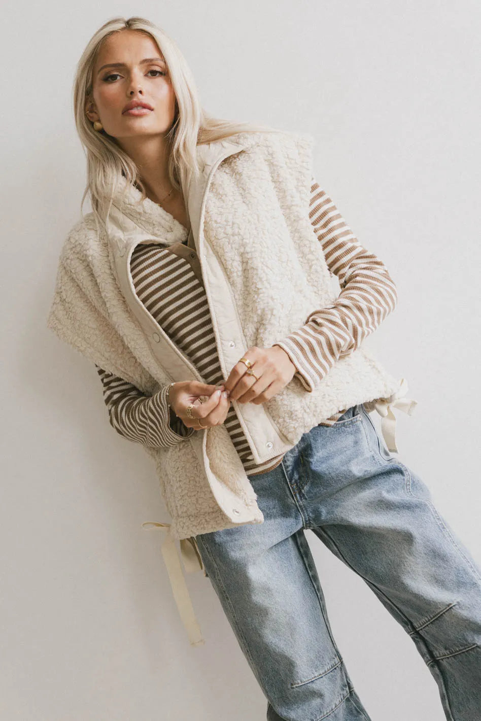 Johanna Sherpa Vest in Beige FINAL SALE