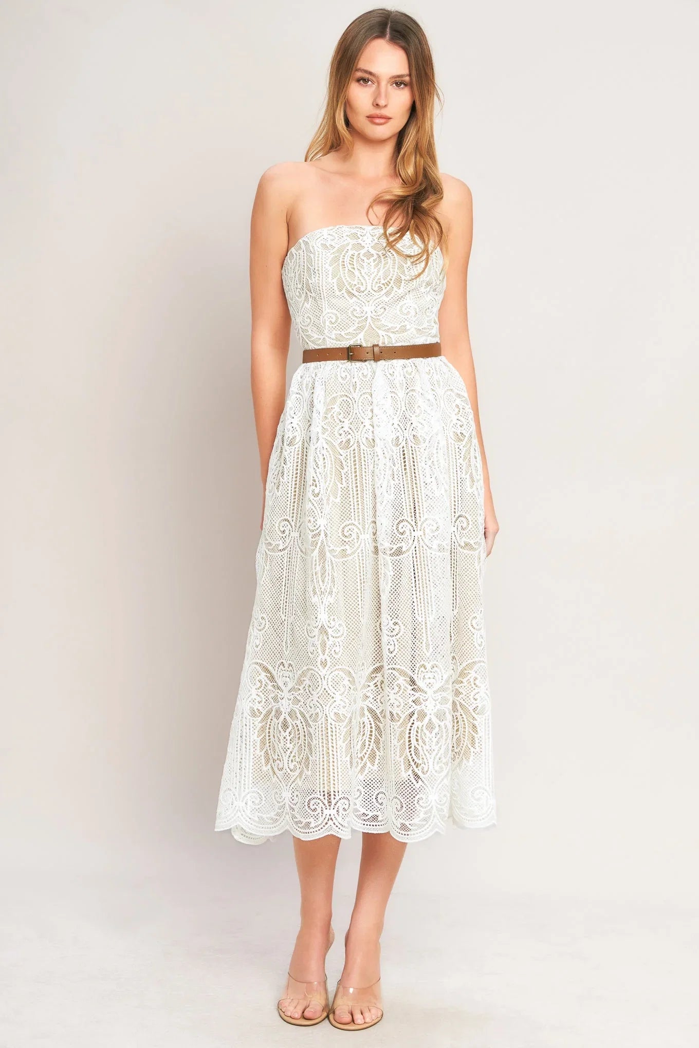 ELEGANT GARDEN LACE MIDI DRESS