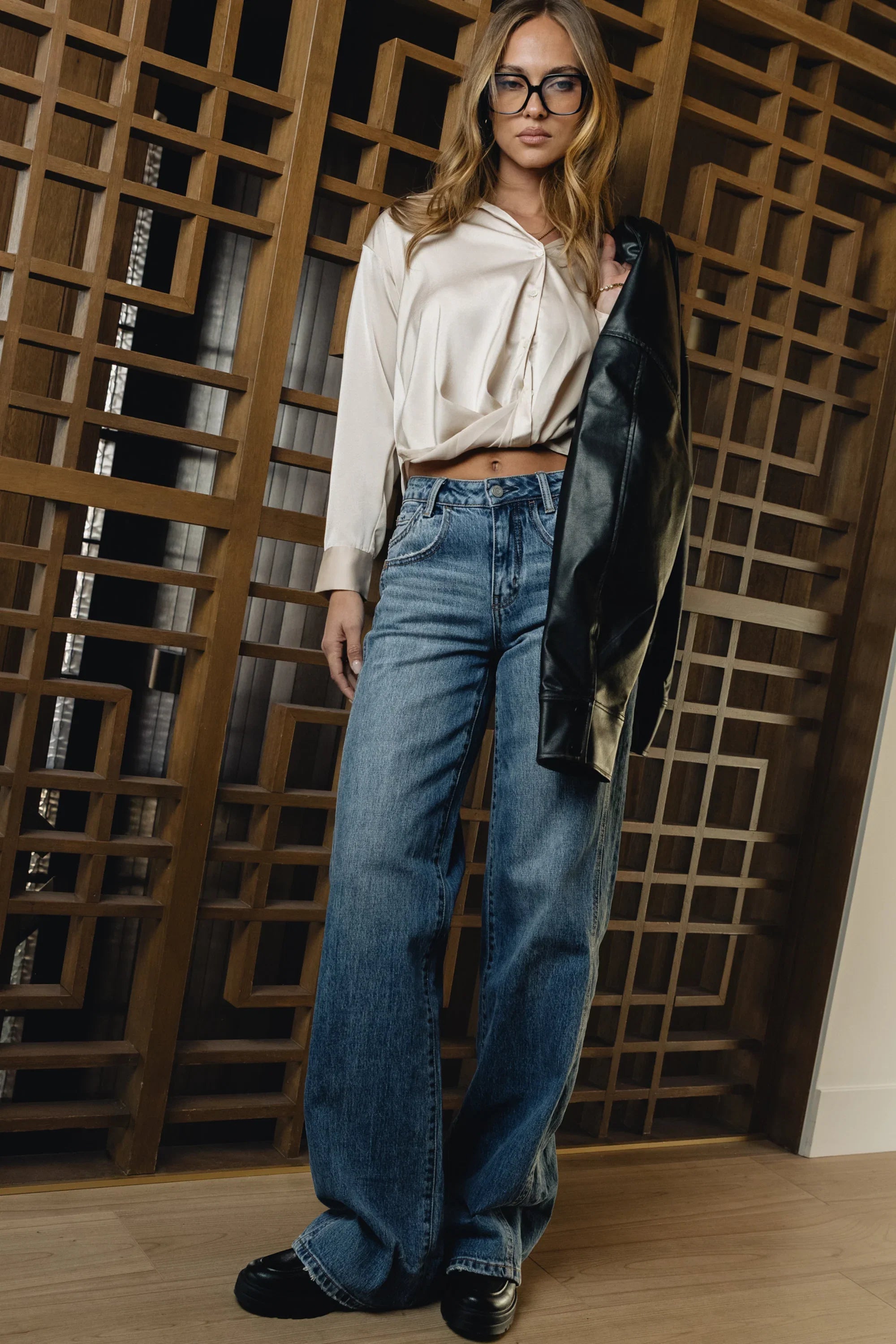 Margaret Twist Button Up in Champagne