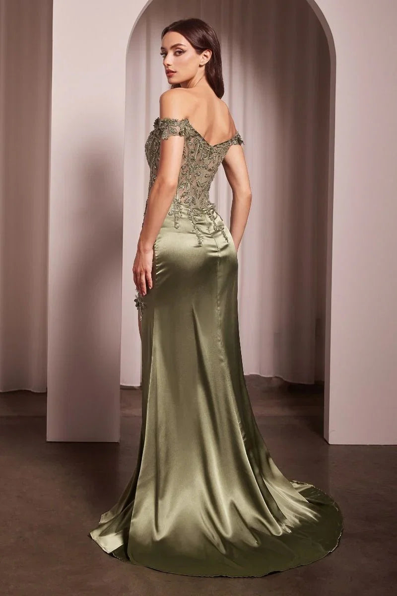 Rosaline Gown Floral Detail Off The Shoulder Dress