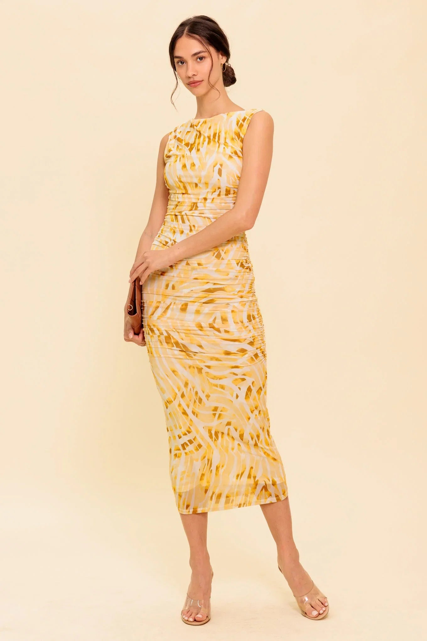 Wild As Ever Power Mesh Cheetah Print Bodycon Midi Dress