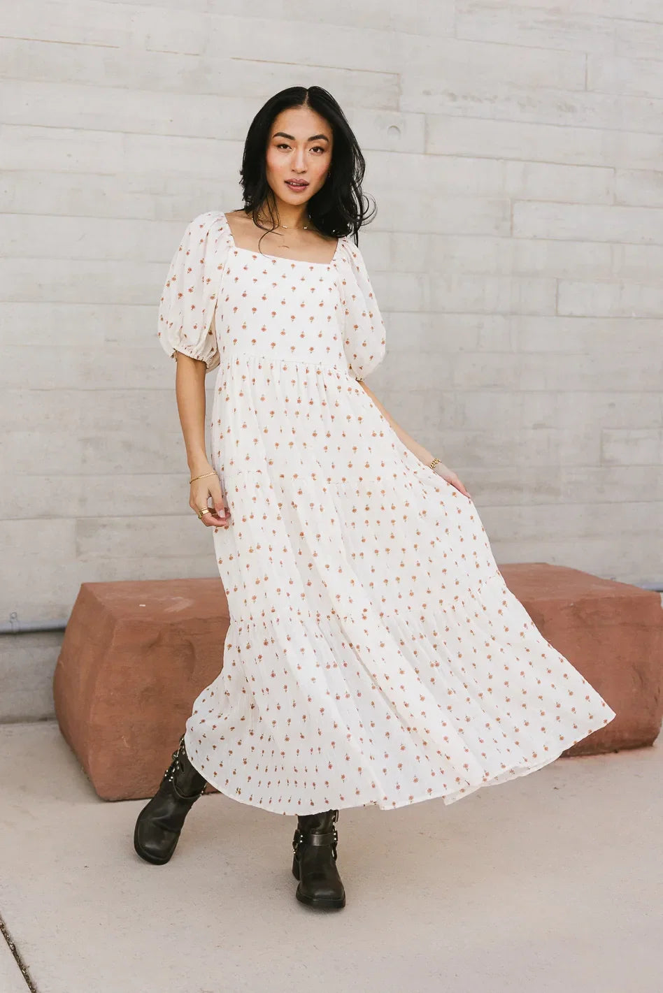 Landrie Ditsy Floral Dress in Rust FINAL SALE