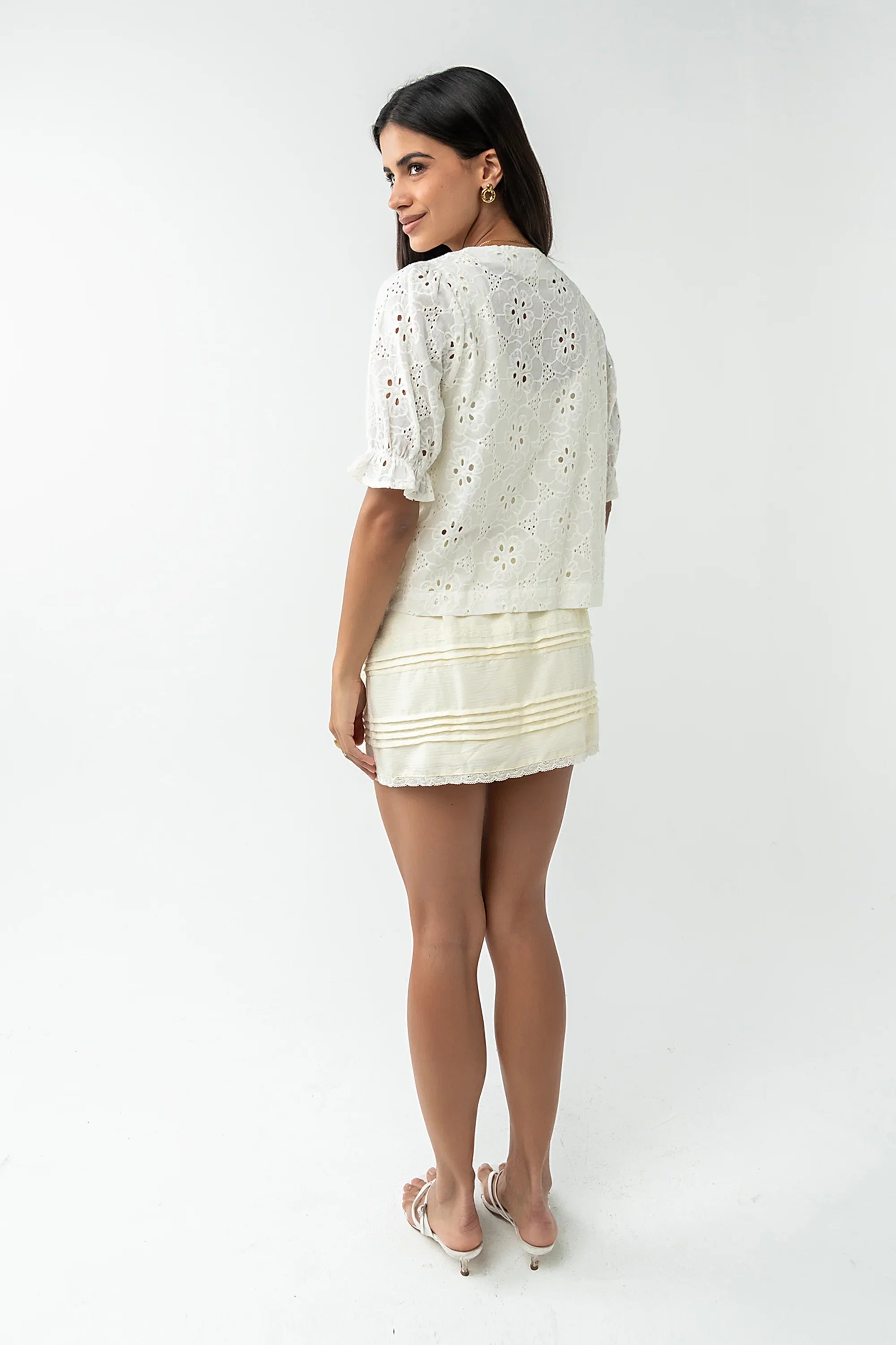 Cassidy Embroidered Button Up in Ivory