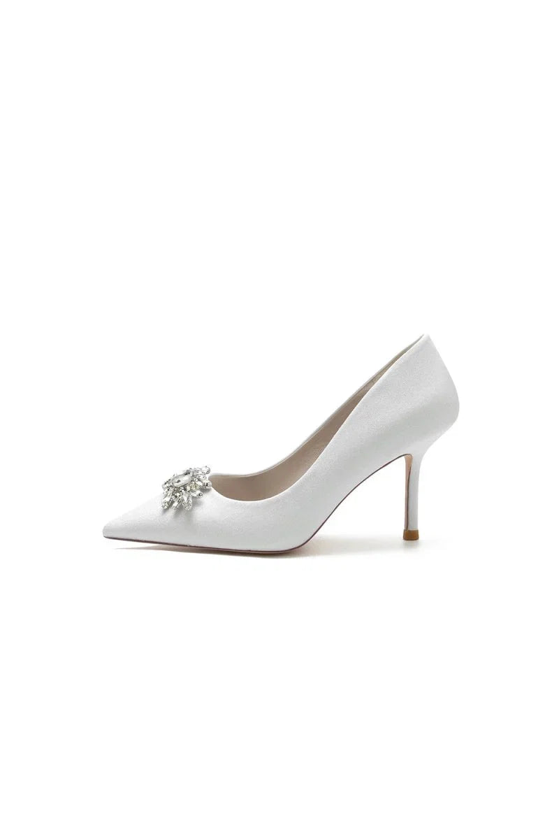Rhinestone Beaded Glitter Pointed Toe Stiletto Heels