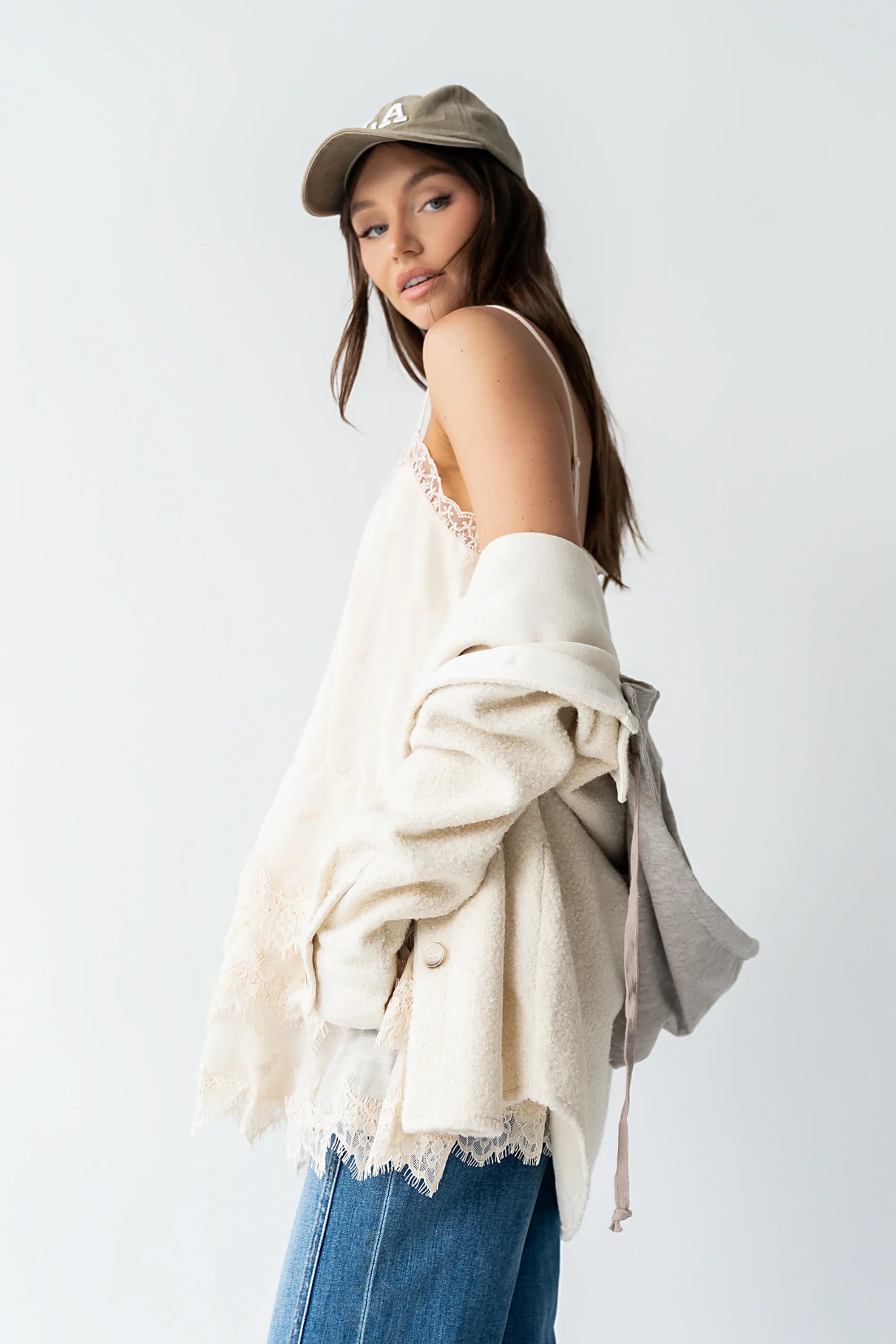 Lewis Lace Mini Dress in Cream