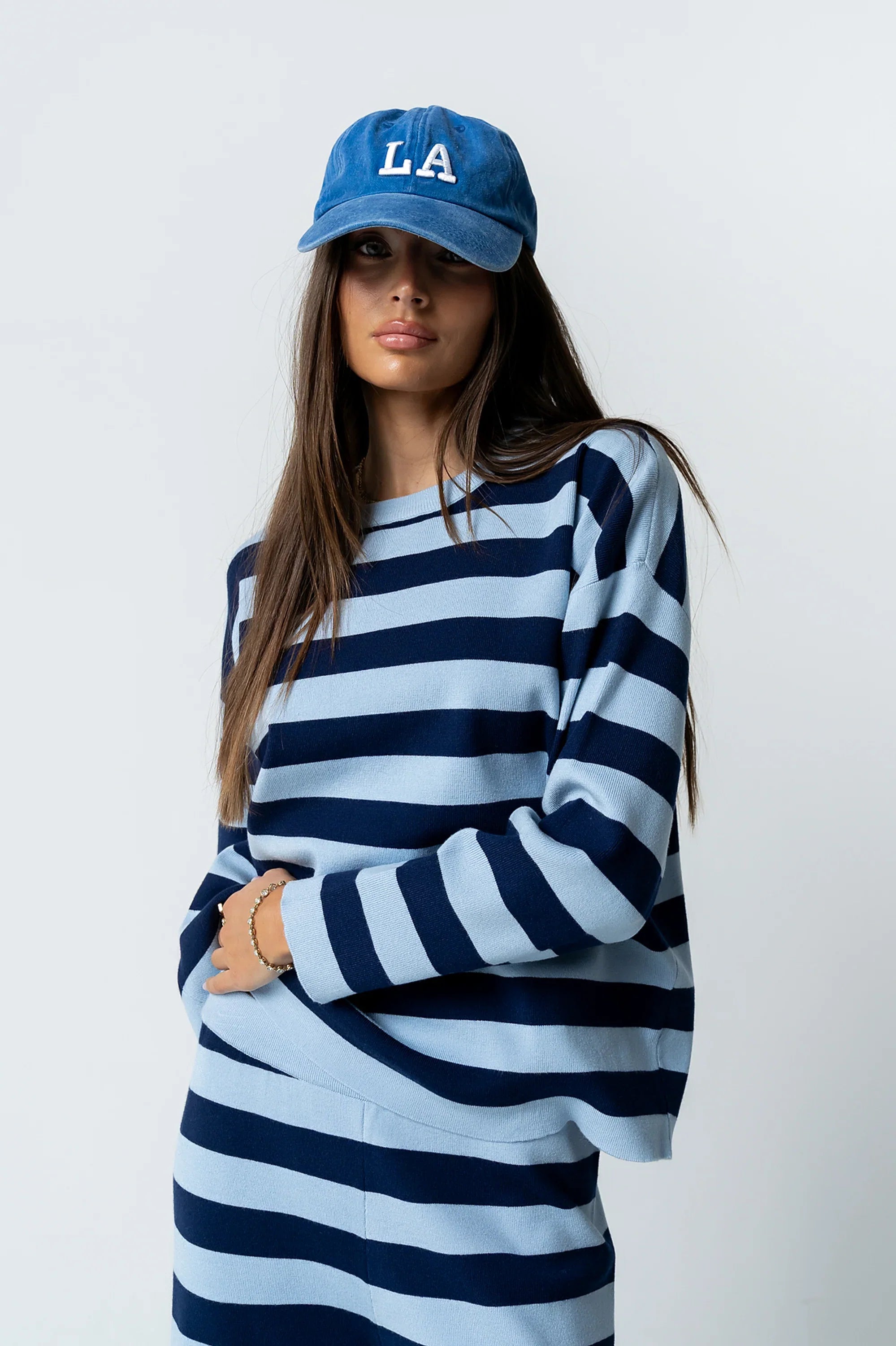 Joey Striped Sweater in Navy