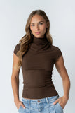 Kara Mock Neck Top in Brown