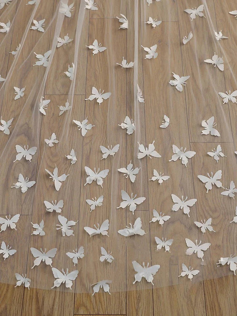 Cute Butterfly Cathedral Veil Bridal Veil Wedding Veil