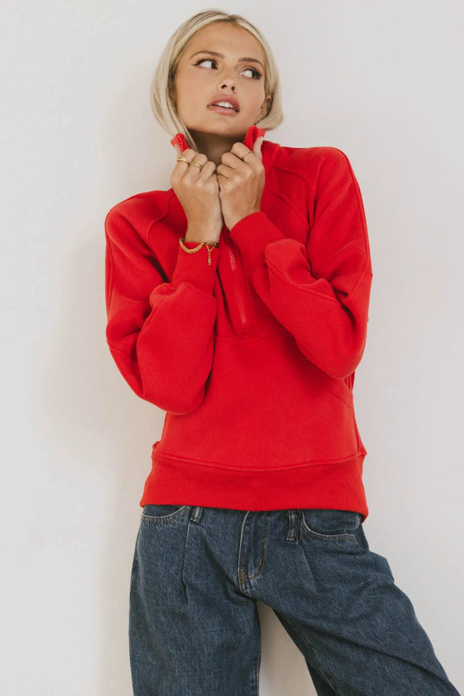 Krista Half Zip in Red FINAL SALE