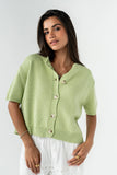Liza Short Sleeve Cardigan in Green