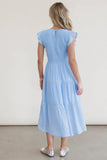 Cara Smocked Midi Dress in Blue FINAL SALE