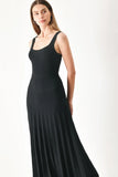 SWEATER KNIT MIDI DRESS WITH PLEATED SKIRT