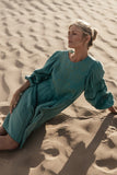 Serendipity Embroidered Dress in Light Teal FINAL SALE