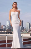 HAVEN GOWN OFF WHITE STRAPLESS CHIFFON DRESS