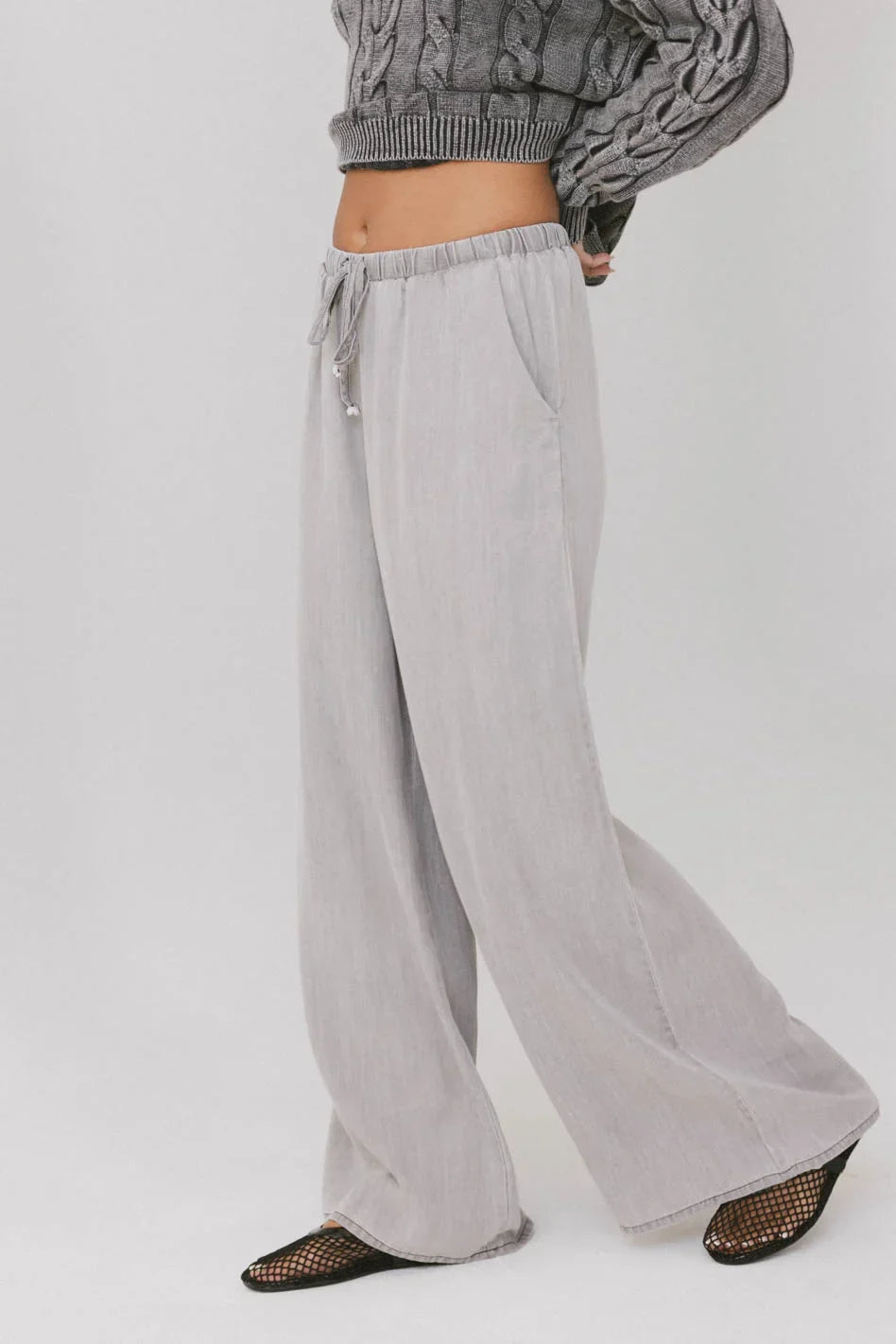 Luisa Wide Leg Pants in Grey FINAL SALE