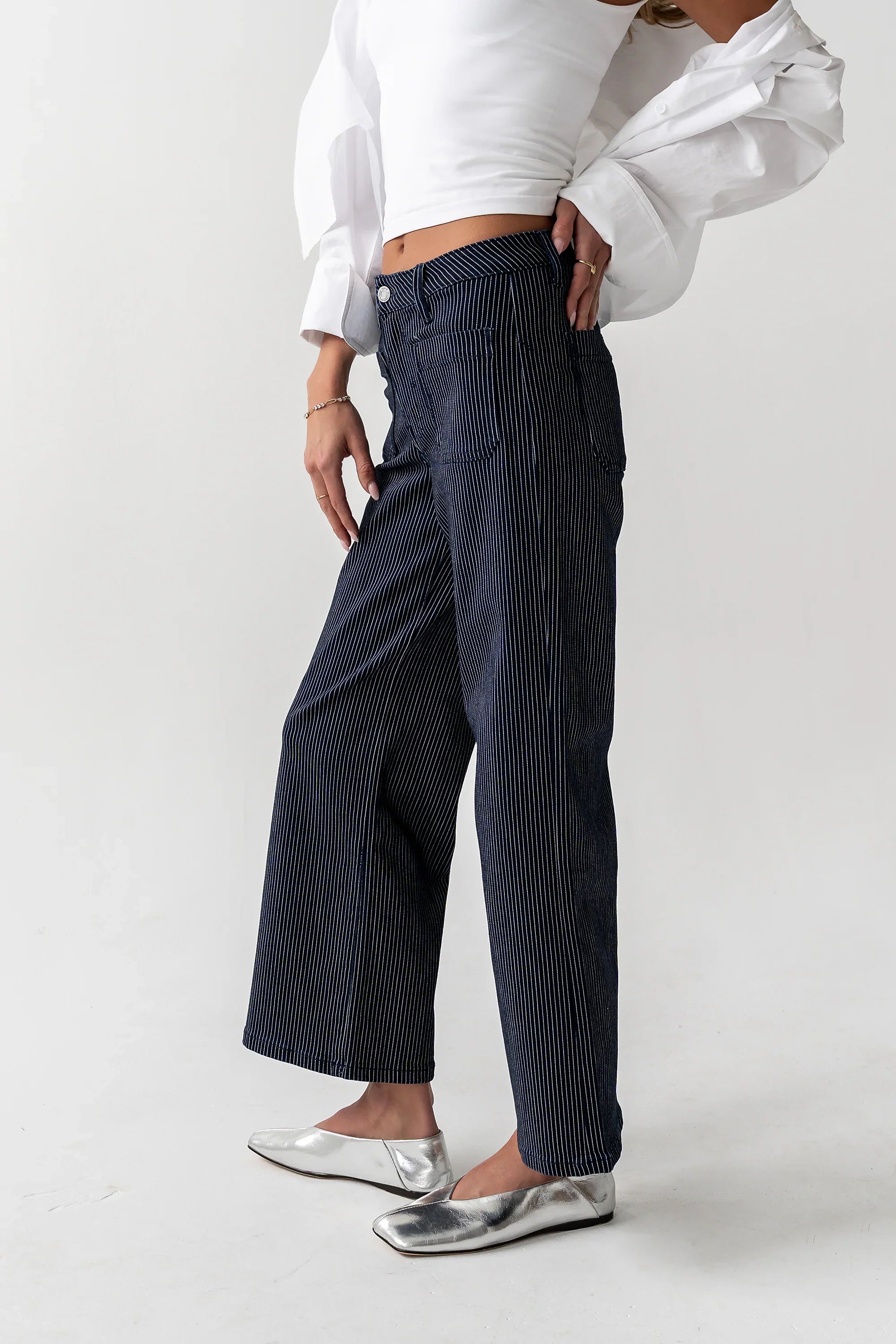 Ariana Striped Wide Leg Jeans
