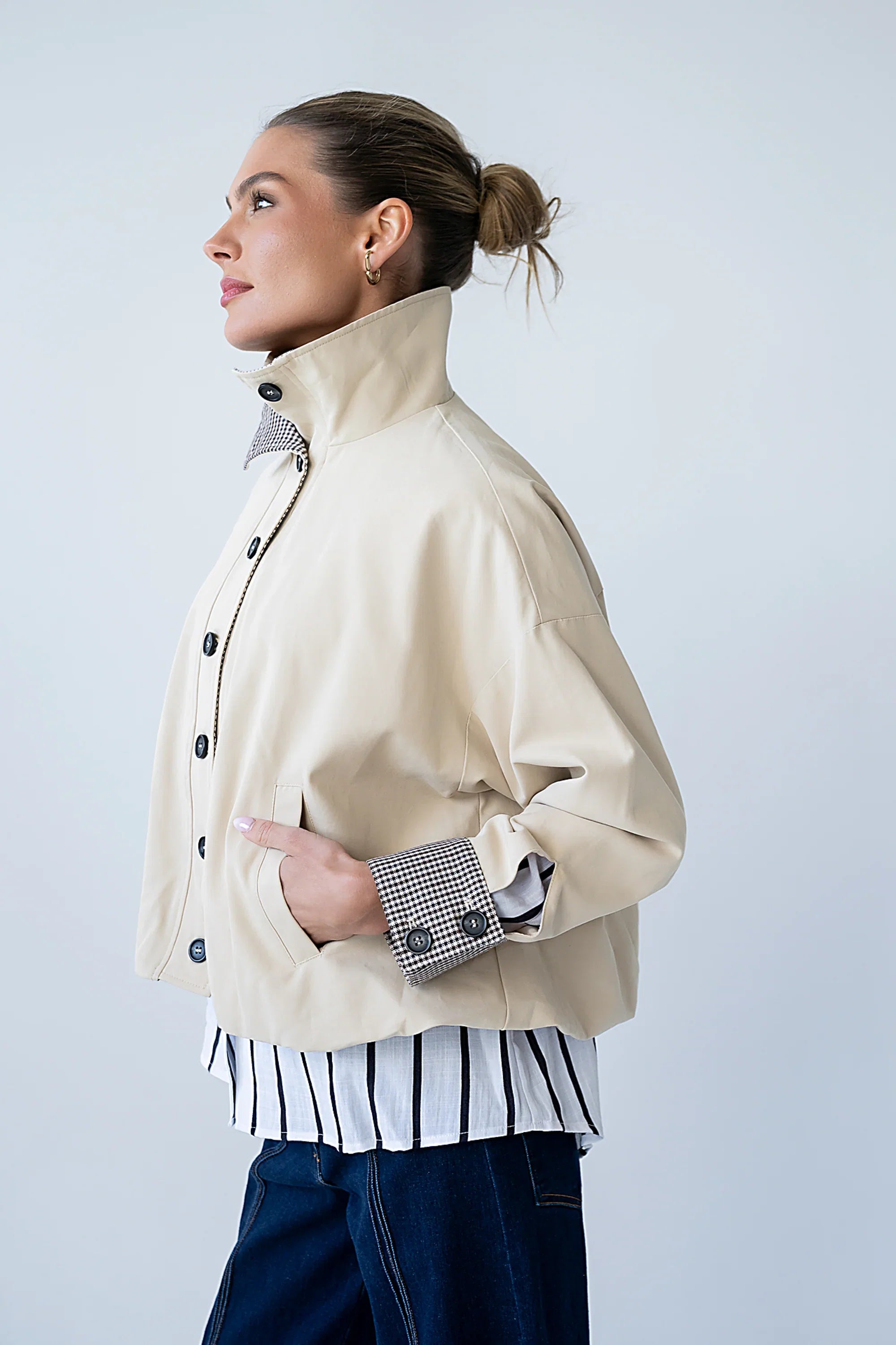 Colette Oversized Trench Jacket in Khaki