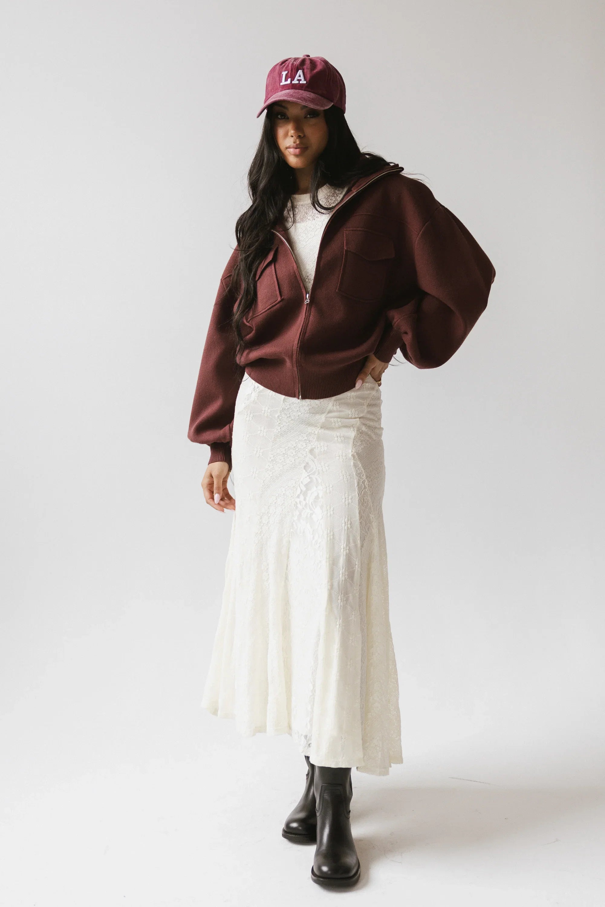 Markus Knit Bomber Jacket in Marsala FINAL SALE