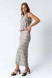 Jenna Plaid Maxi Skirt in Beige