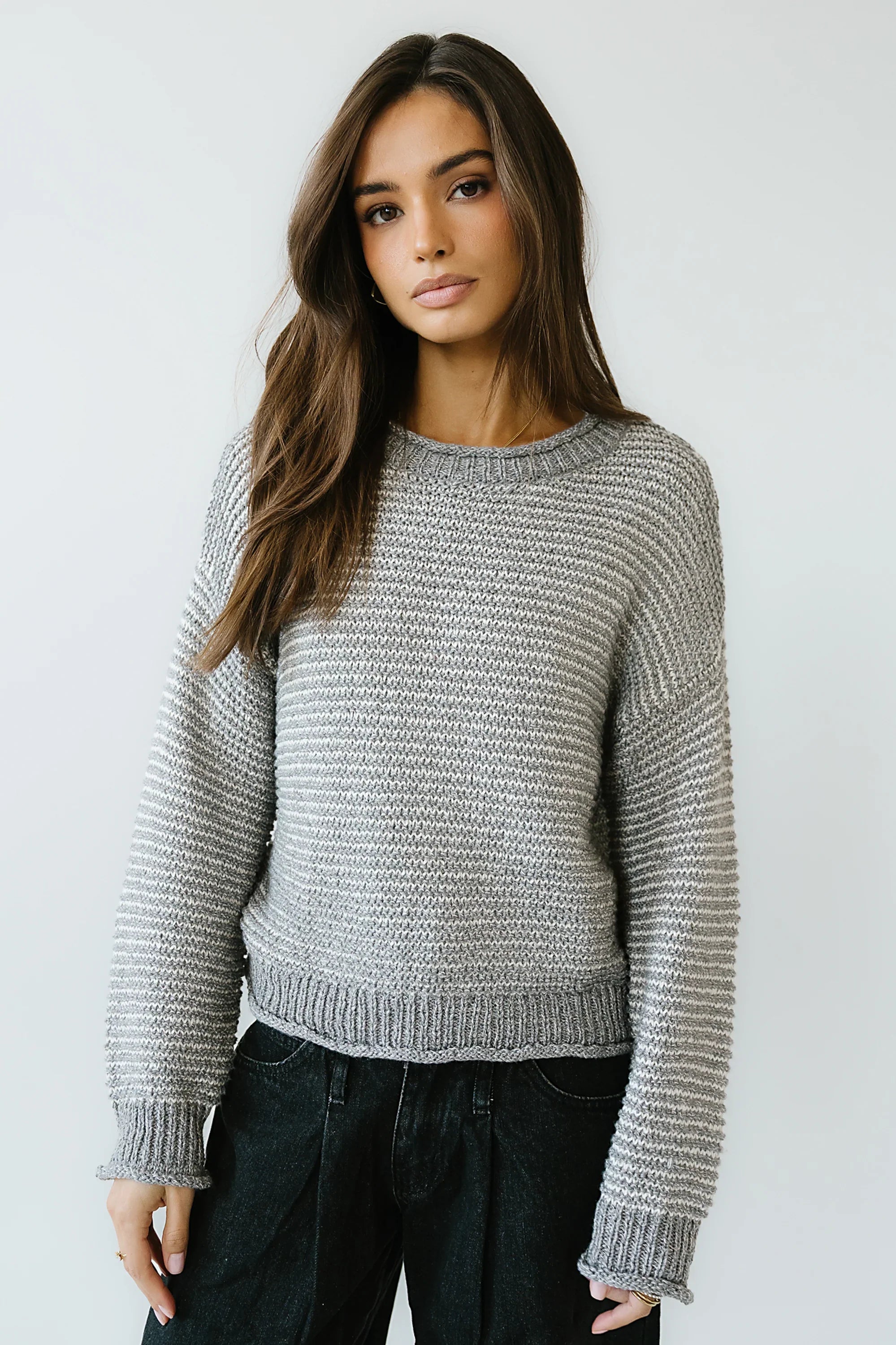Tracey Striped Oversized Sweater in Grey FINAL SALE