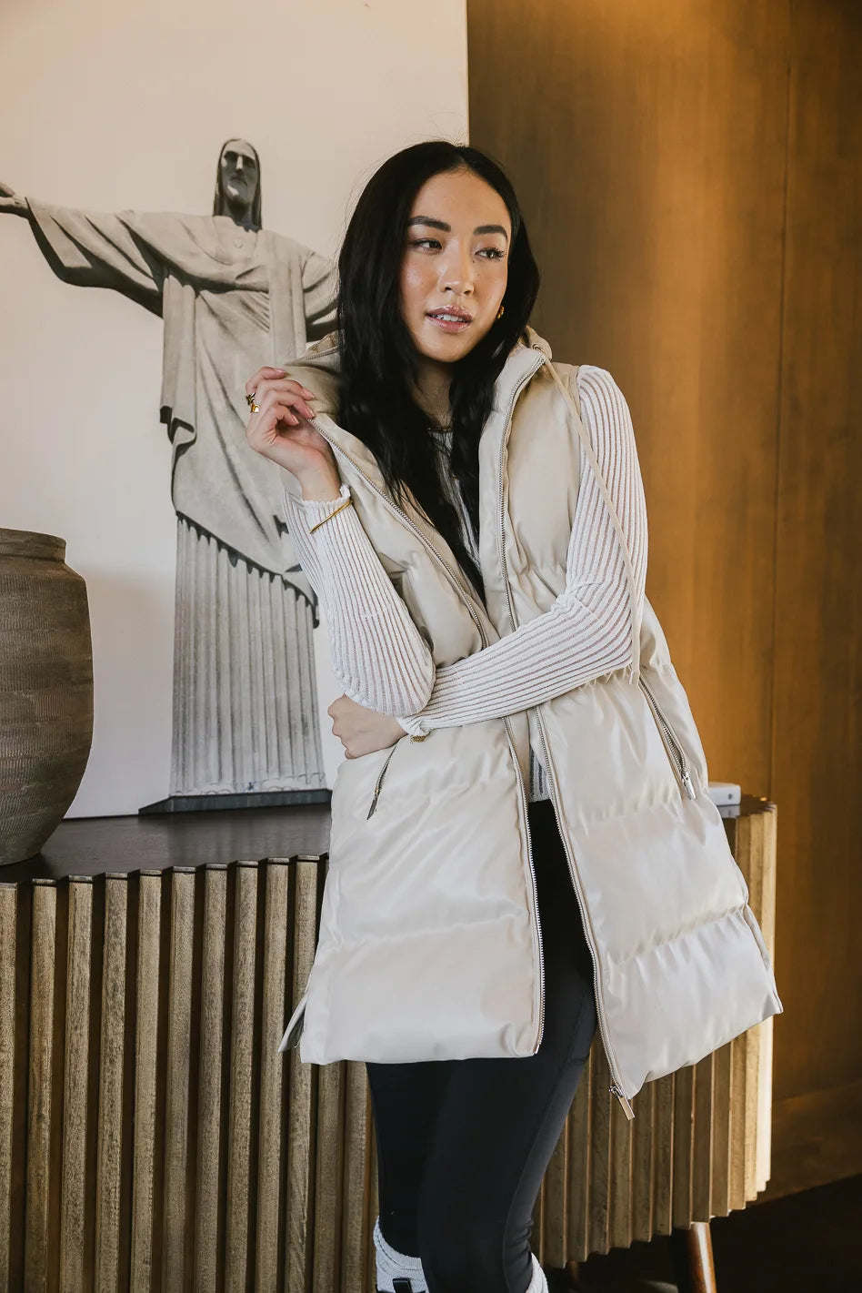 Layla Puffer Vest in Cream FINAL SALE