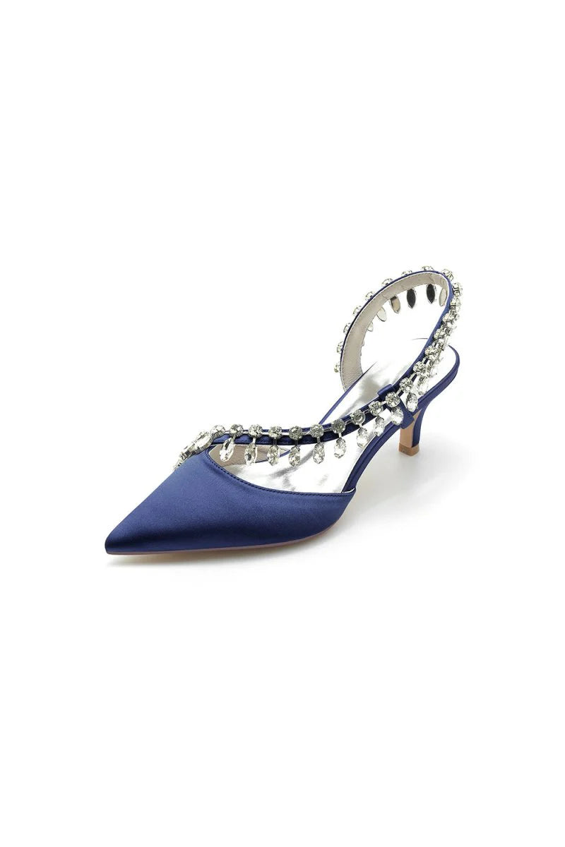Rhinestone Beaded Pointed Toe High Heels