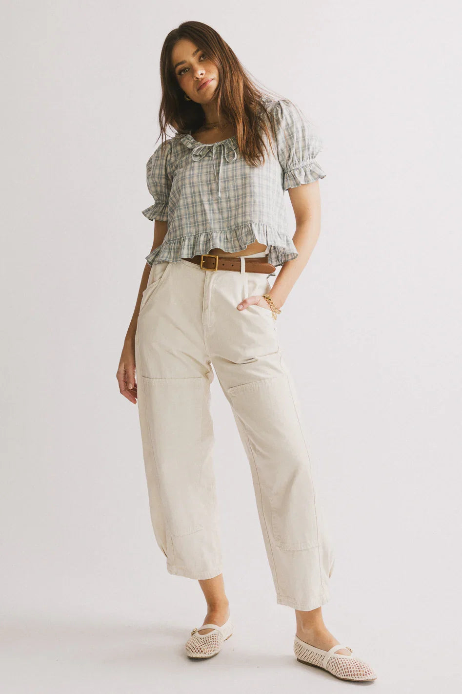Lottie Plaid Blouse in Blue