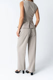 Carrie Pleated Trousers in Long Taupe