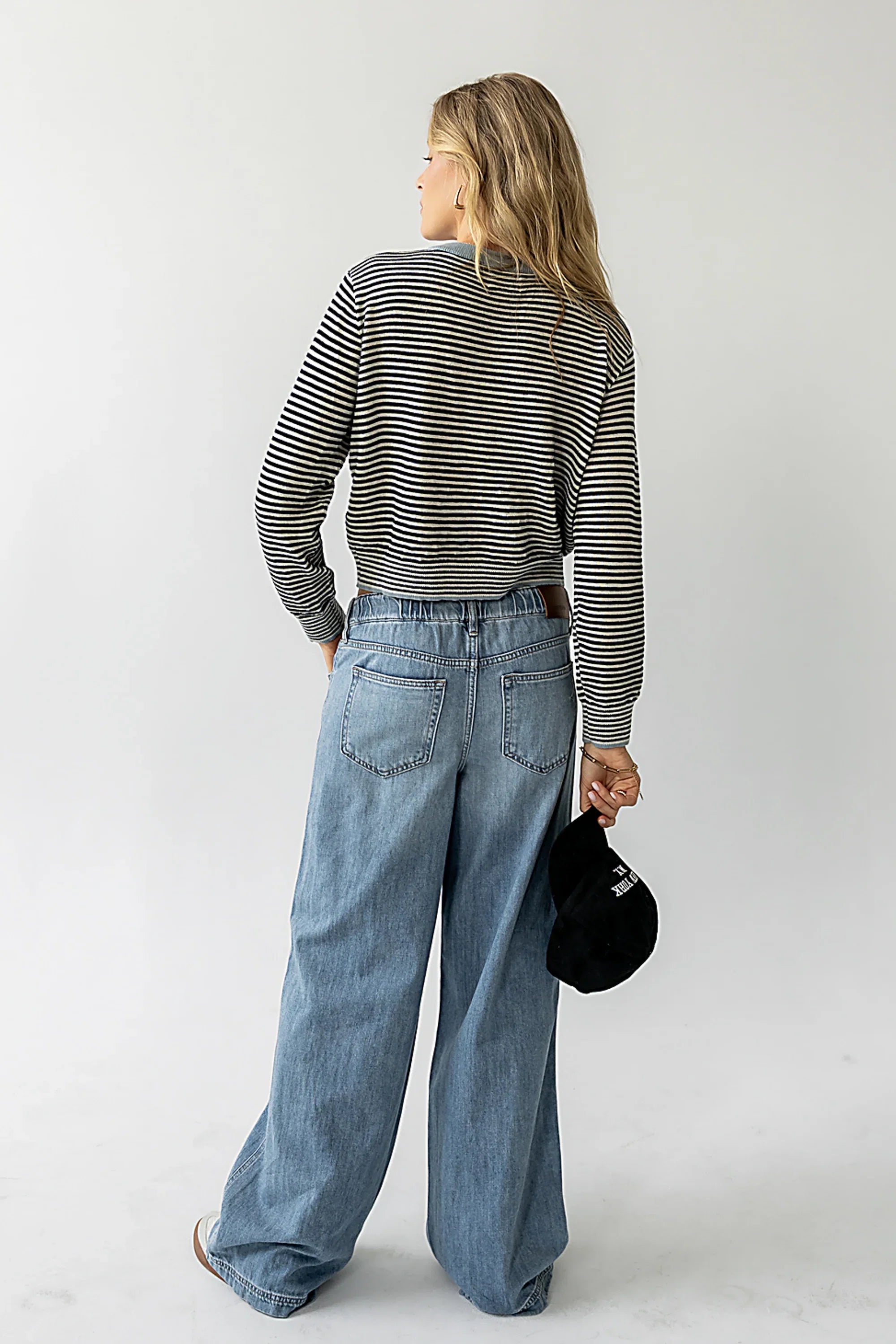 Josy Button Front Cardigan in Dusty Blue