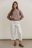 Meli Button Front Knit Sweater in Taupe FINAL SALE