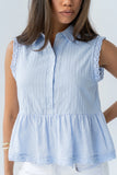 Julian Collared Blouse in Blue
