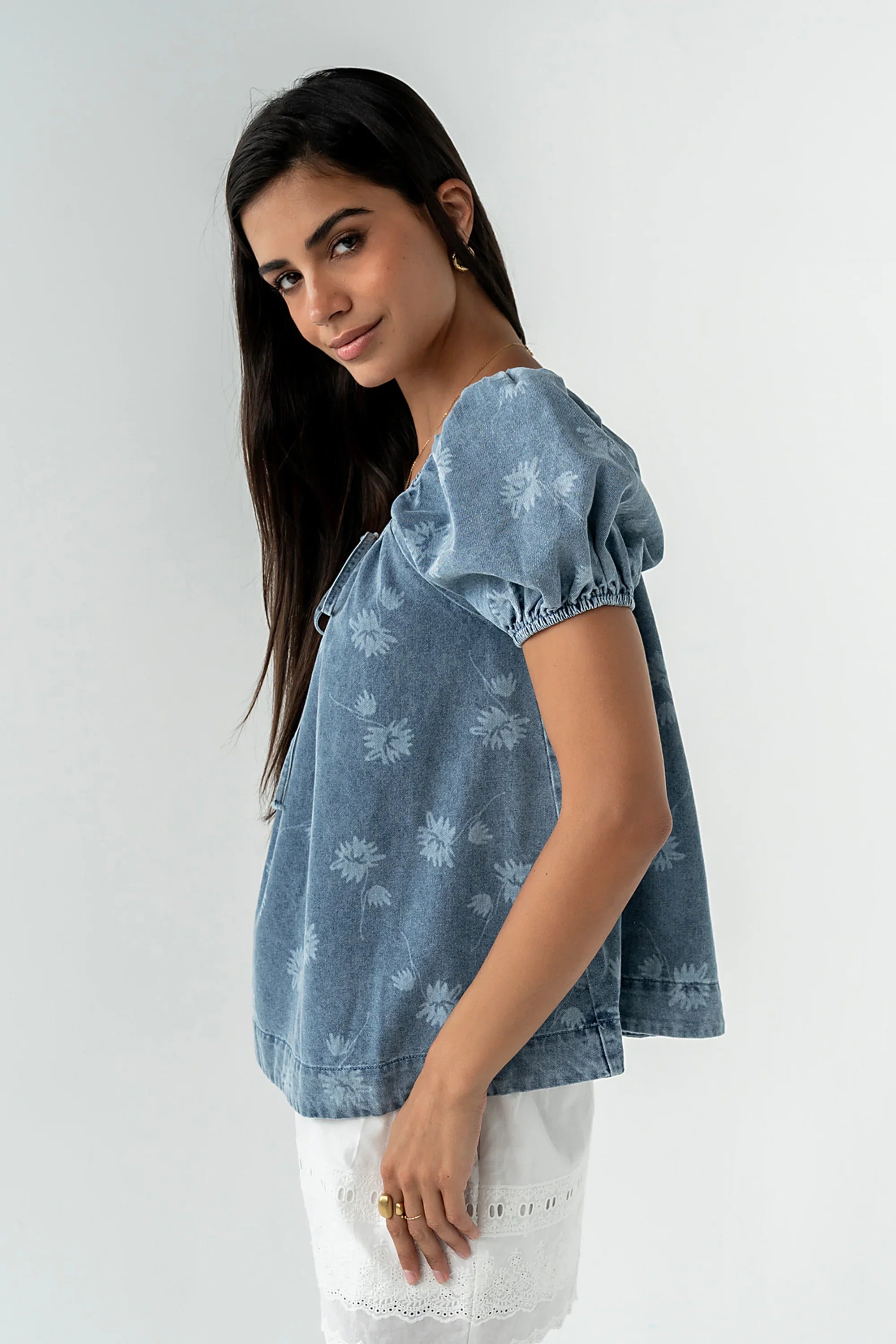 Brinklee Floral Denim Top