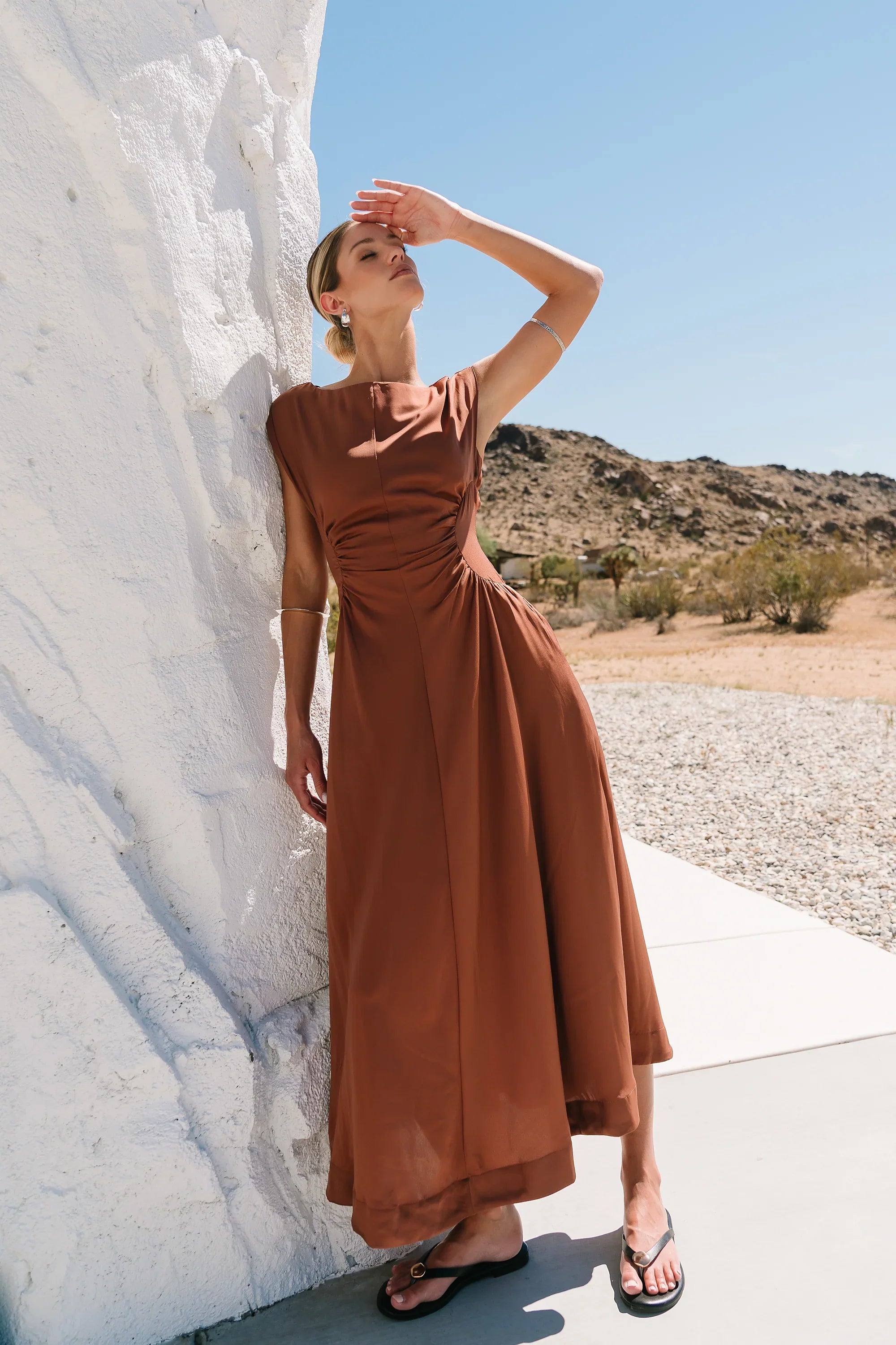 Nora Midi Dress in Terracotta