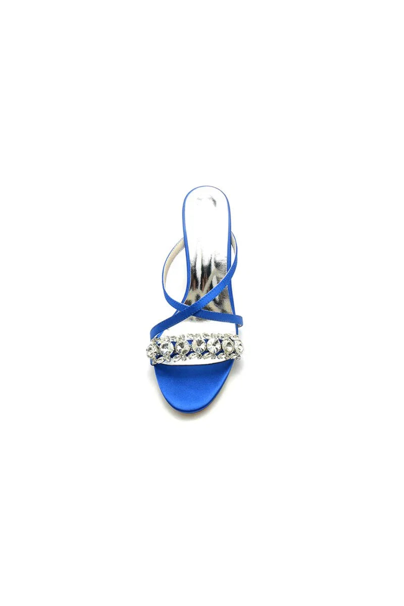 Sliver Open Toe Sandals with Rhinestone