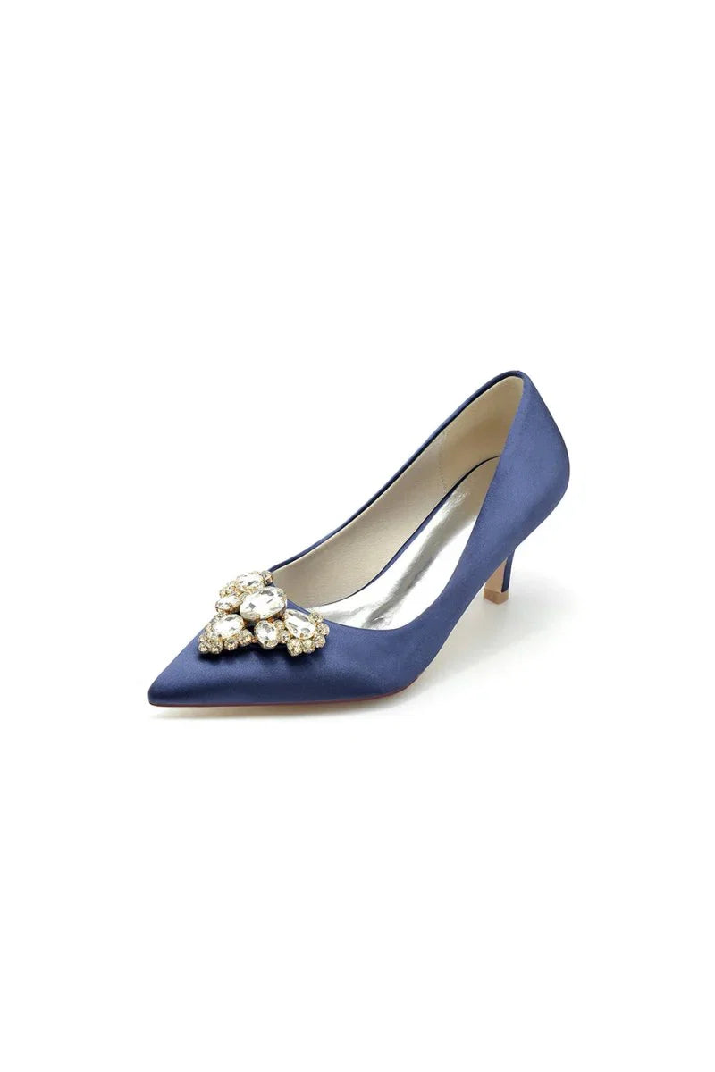 Pointed Toe Stiletto Heels with Rhinestone