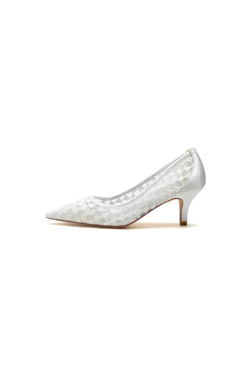 Lace Pointed Toe Wedding Stiletto Heels