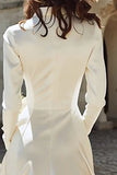 Ivory A Line Satin V Neck Courthouse Wedding Dress